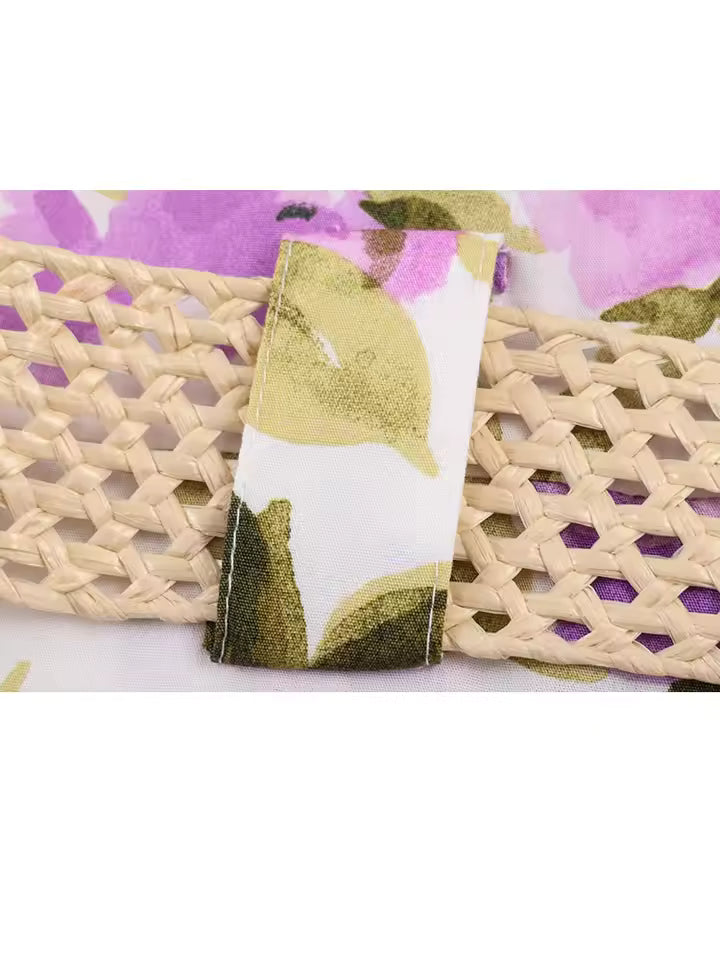 2026 Summer Boho Purple Floral Print Long Dress for Women - Chic Short Sleeve Belted Maxi Dress with Single-Breasted Lapel