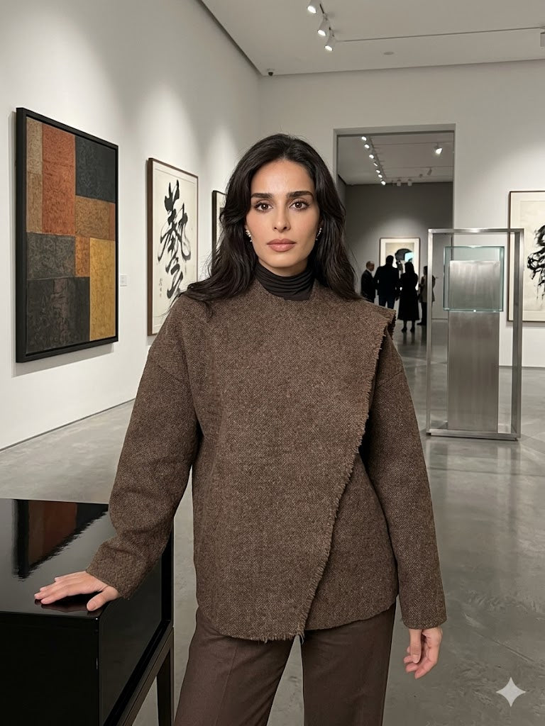 Chic Solid Color Scarf Collar Sweater - Women's Loose Cozy Knit Cardigan - Elegant Long Sleeve Winter Layering Top Mujer