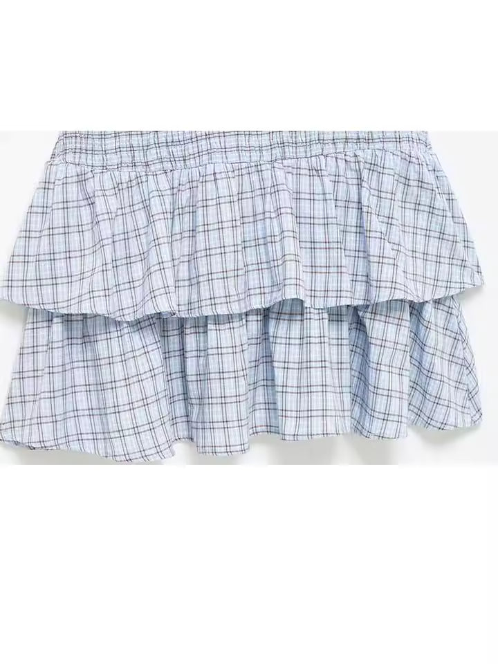 Women's Casual Lace Patchwork Tiered Mini Dress - Short Sleeve Round Neck Versatile Commuting Dress, 2026 Spring Fashion