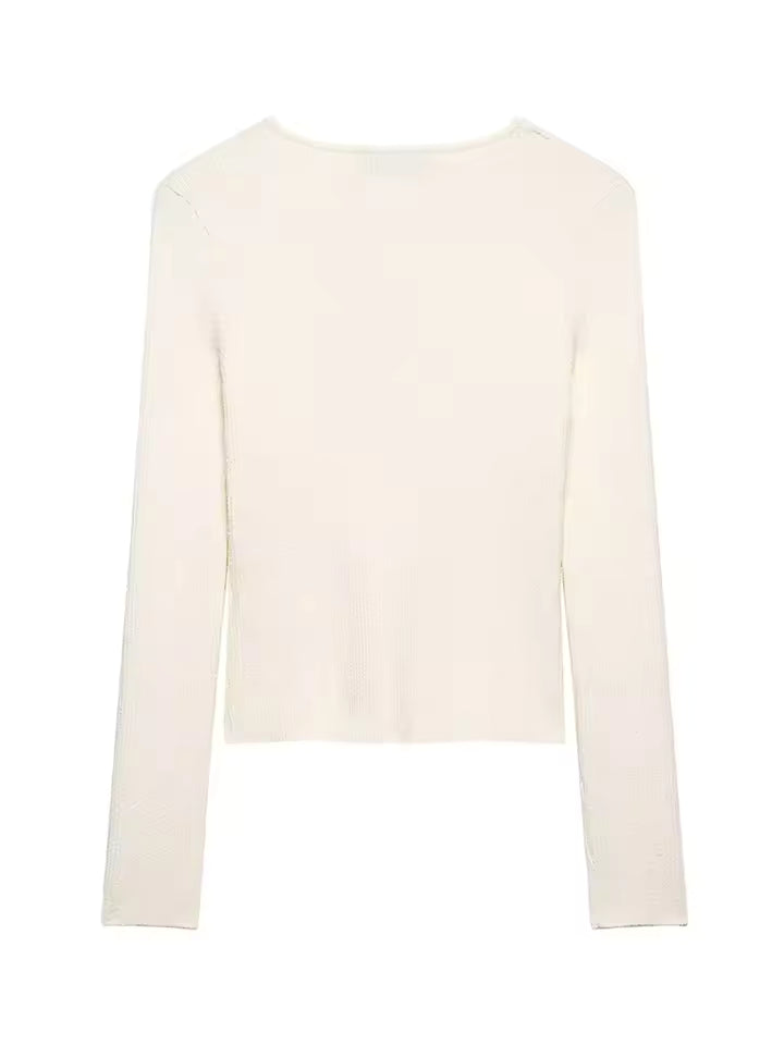 Women's Asymmetrical Buckle Knitted Cardigan - 2026 Spring Vintage Beige Sweater - Chic Unique Closure Casual Knit Jacket