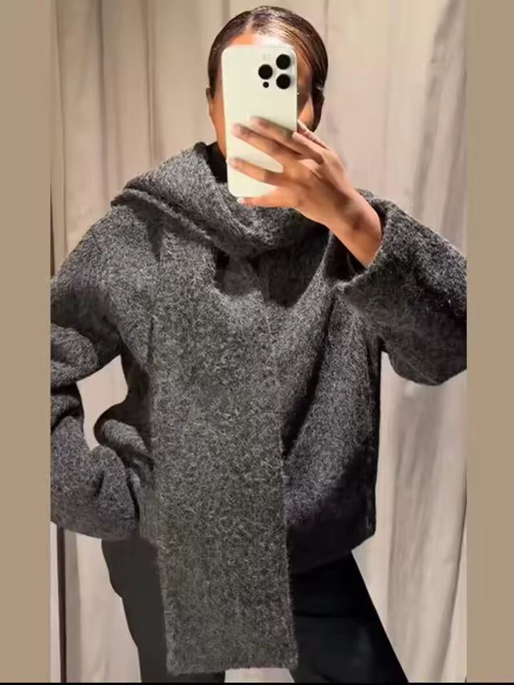 2026 Autumn Scarf Collar Short Coat for Women - Elegant Tie-Neck Single Breasted Jacket - Chic Casual Loose Fit Long Sleeve Street Style Outwear