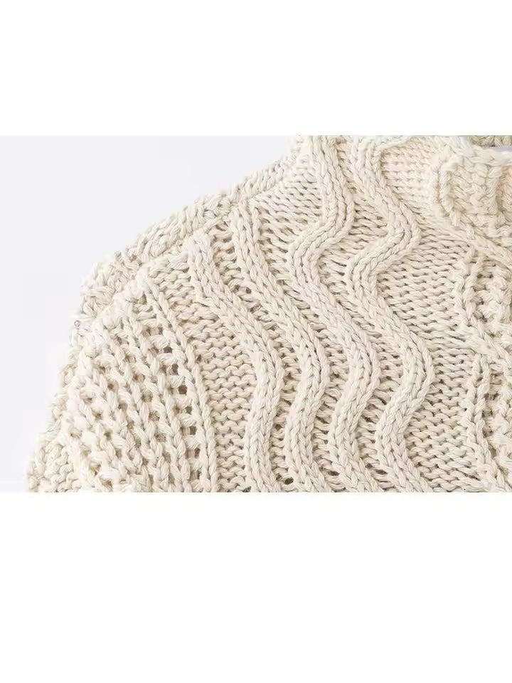 Retro Fair Isle Pattern Twist Sweater for Women - Cozy Wool Blend Loose Pullover - Chic Winter Long Sleeve Knitwear 2026