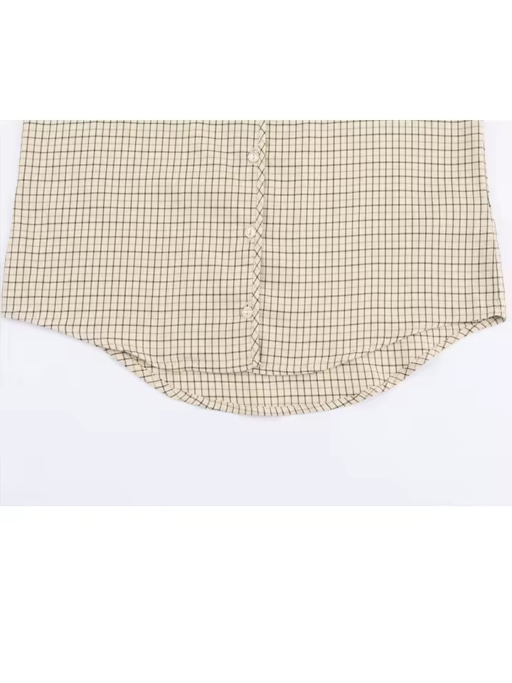 2026 Spring Plaid Blouse for Women - Elegant Bow Decoration Long Sleeve Shirt - Versatile Single-Breasted Lapel Top - Slim Fit Casual Blouse