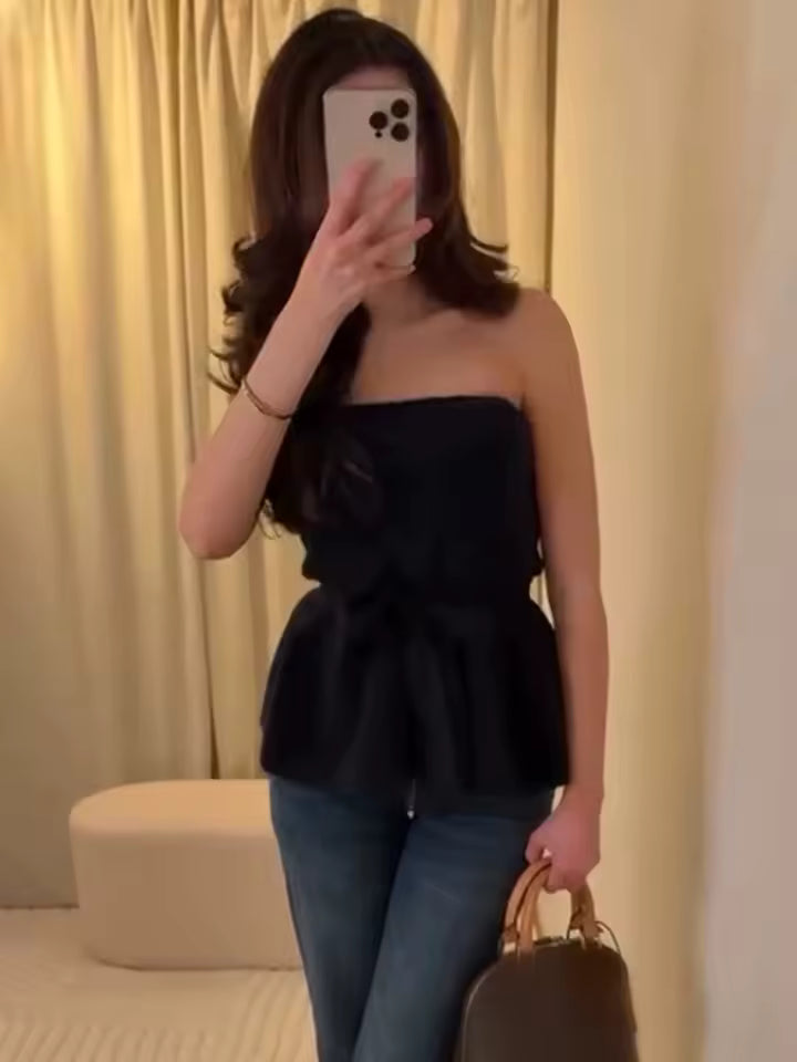 Sweet & Sexy Vibe! Knitted Bow Backless Top | 2026 New Summer Sleeveless Slim Fit Cami - Chic Solid Knit Top for Vacation & Date Night