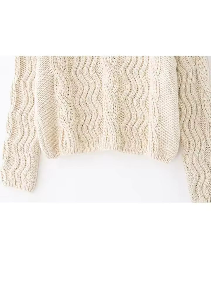 Retro Fair Isle Pattern Twist Sweater for Women - Cozy Wool Blend Loose Pullover - Chic Winter Long Sleeve Knitwear 2026