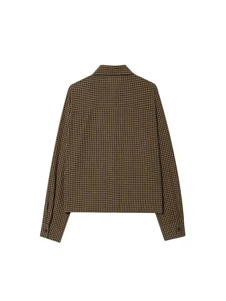 Classic Plaid Long Sleeve Shirt for Women | Elegant Lapel Neck Single Breasted Blouse | Versatile Casual Spring Outing & Office Top