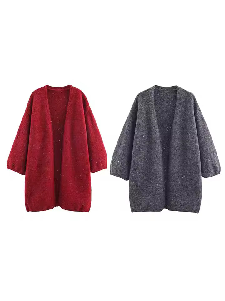 Effortless Relaxed Vibe! 2026 Spring Open Front Knitwear | Chic Long Sleeve Loose Cardigan - Versatile Solid Soft Knitted Jacket for Daily & Travel