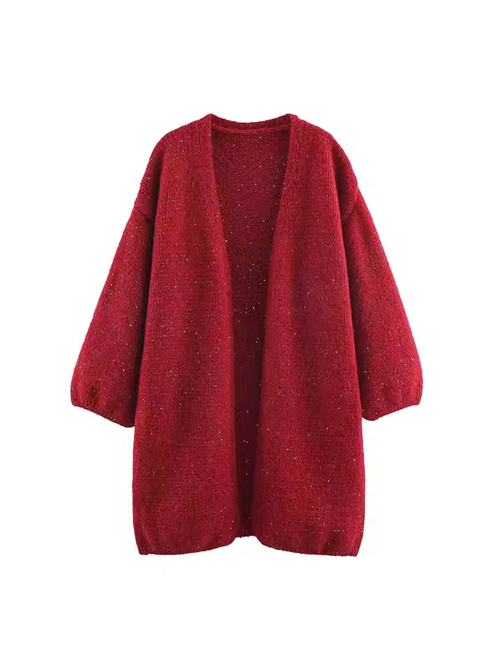 Effortless Relaxed Vibe! 2026 Spring Open Front Knitwear | Chic Long Sleeve Loose Cardigan - Versatile Solid Soft Knitted Jacket for Daily & Travel