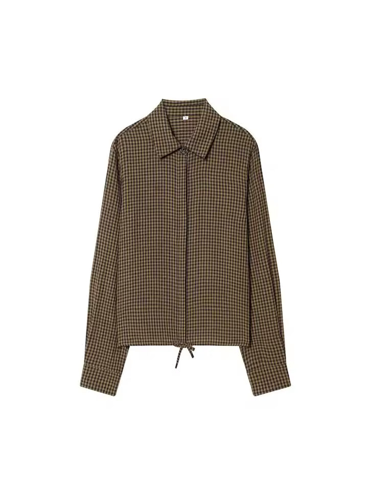 Classic Plaid Long Sleeve Shirt for Women | Elegant Lapel Neck Single Breasted Blouse | Versatile Casual Spring Outing & Office Top