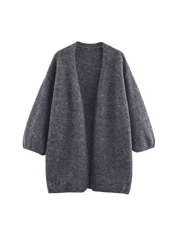 Effortless Relaxed Vibe! 2026 Spring Open Front Knitwear | Chic Long Sleeve Loose Cardigan - Versatile Solid Soft Knitted Jacket for Daily & Travel