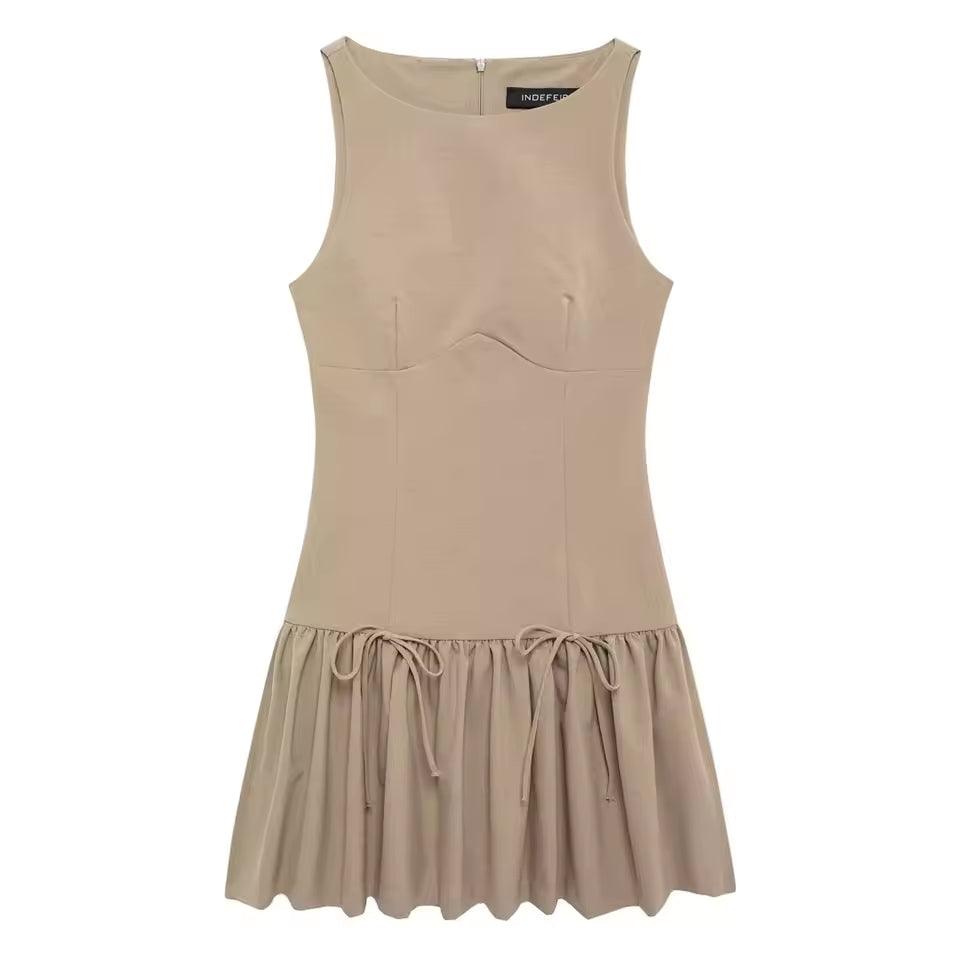 Women's Casual Lace Patchwork Tiered Mini Dress - Short Sleeve Round Neck Versatile Commuting Dress, 2026 Spring Fashion