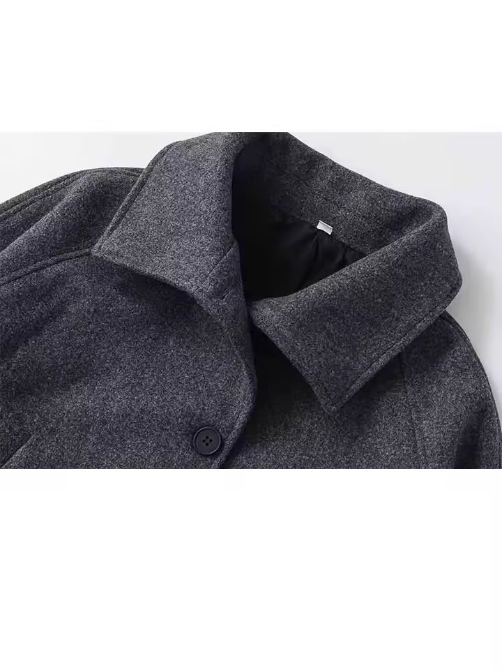 2026 Spring Short Trench Coat for Women - Elegant Lapel Single-Breasted Windbreaker - Casual Loose Fit Long Sleeve Short Jacket - Versatile Street Style Outwear