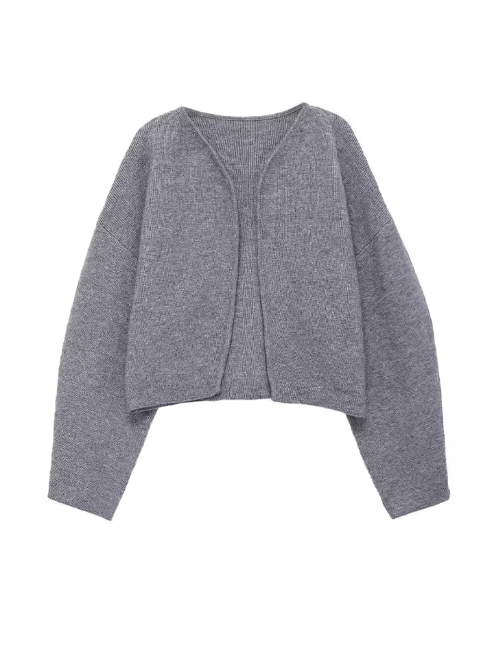 Minimalist Solid Knit Sweater Jacket - Women's Temperament Long Sleeve Cardigan - Chic 2026 Winter Casual Outerwear