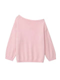 Elegant Solid Asymmetric Off-the-Shoulder Sweater | Chic Loose Knitted Pullover for Women | Autumn Casual Slouchy Knit Top