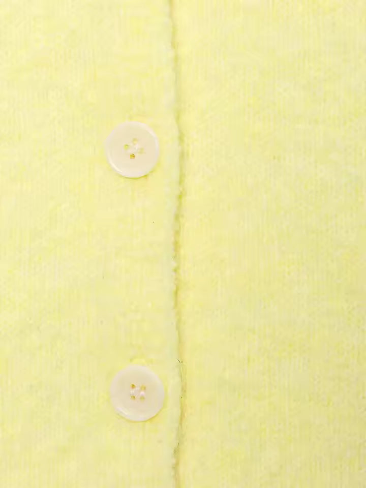 Minimalist Cream Knitted Cardigan Women - 2026 New Simple Single Breasted Sweater - Chic Versatile Long Sleeve Knitwear