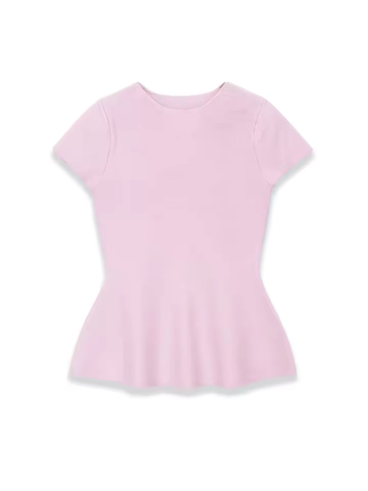 Effortless Chic! 2026 Spring Knitted Peplum Top | Elegant Short Sleeve Pullover Sweater - Slim Fit O-Neck Casual Sweater for Date Night & Work