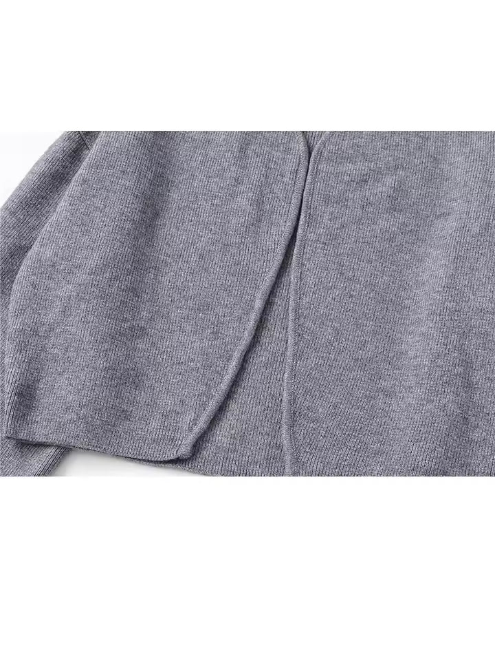 Minimalist Solid Knit Sweater Jacket - Women's Temperament Long Sleeve Cardigan - Chic 2026 Winter Casual Outerwear