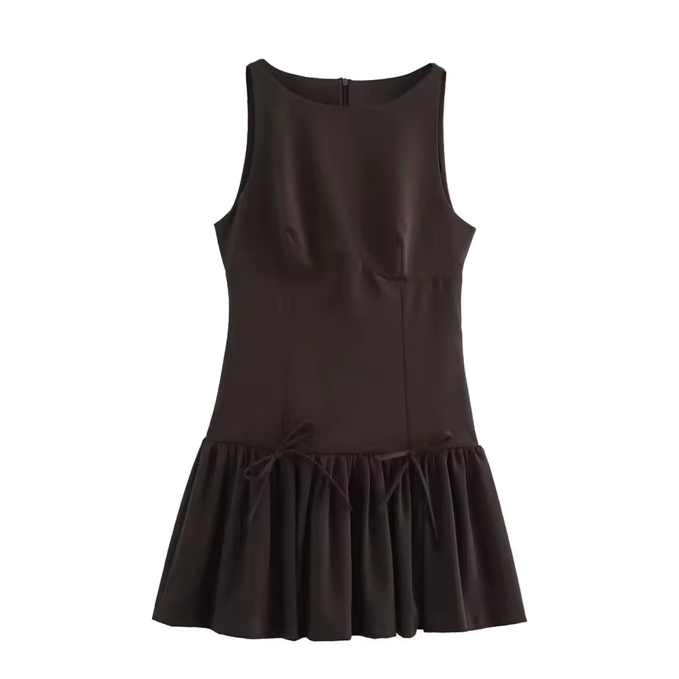 Women's Casual Lace Patchwork Tiered Mini Dress - Short Sleeve Round Neck Versatile Commuting Dress, 2026 Spring Fashion