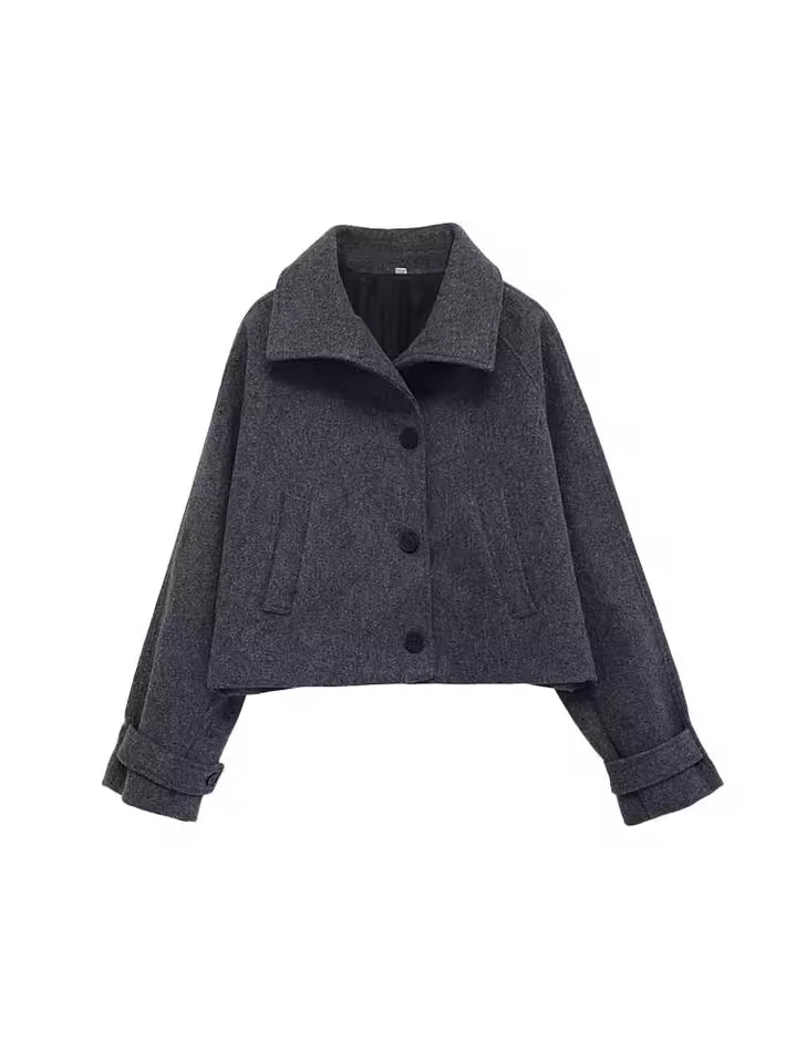 2026 Spring Short Trench Coat for Women - Elegant Lapel Single-Breasted Windbreaker - Casual Loose Fit Long Sleeve Short Jacket - Versatile Street Style Outwear