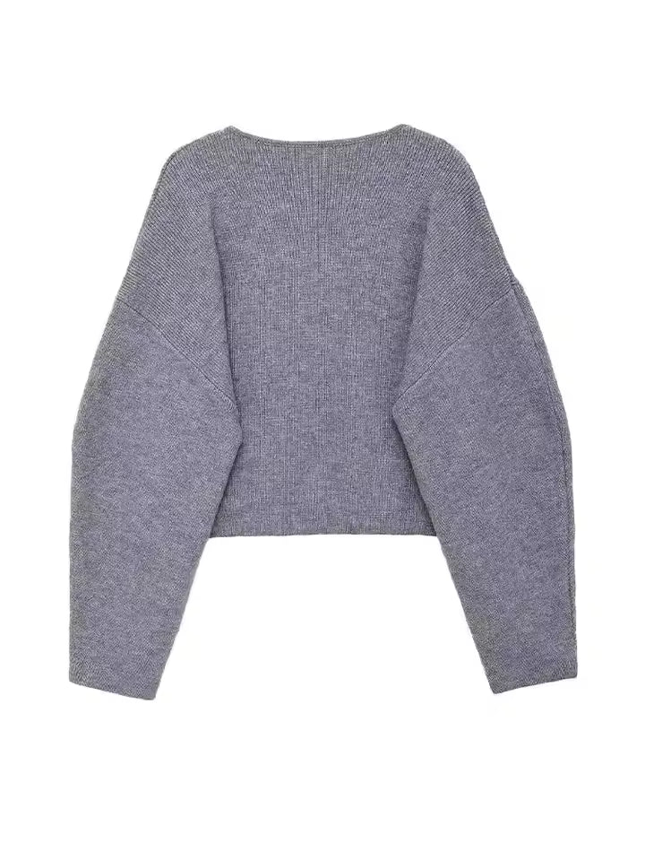 Minimalist Solid Knit Sweater Jacket - Women's Temperament Long Sleeve Cardigan - Chic 2026 Winter Casual Outerwear