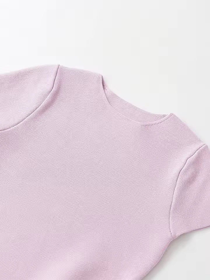 Effortless Chic! 2026 Spring Knitted Peplum Top | Elegant Short Sleeve Pullover Sweater - Slim Fit O-Neck Casual Sweater for Date Night & Work