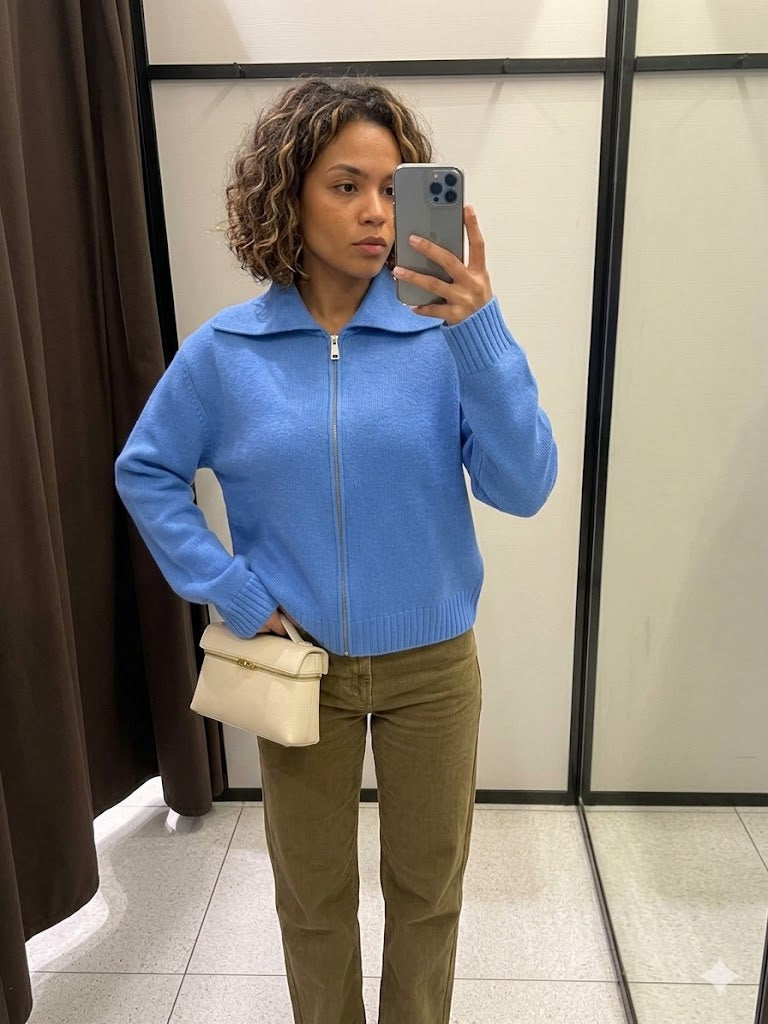 Effortless Retro Vibe! 2026 Spring Knitted Zip-up Jacket | Chic Turn-down Collar Short Coat - Elegant Solid Soft Sweater for Daily Wear