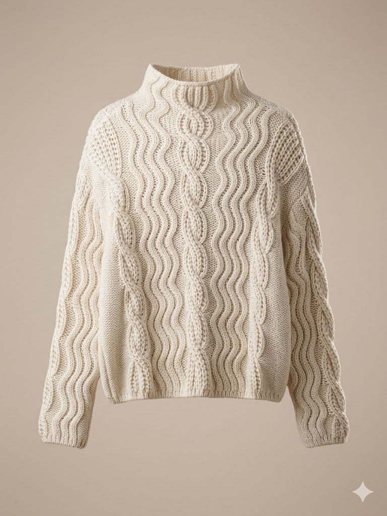 Retro Fair Isle Pattern Twist Sweater for Women - Cozy Wool Blend Loose Pullover - Chic Winter Long Sleeve Knitwear 2026